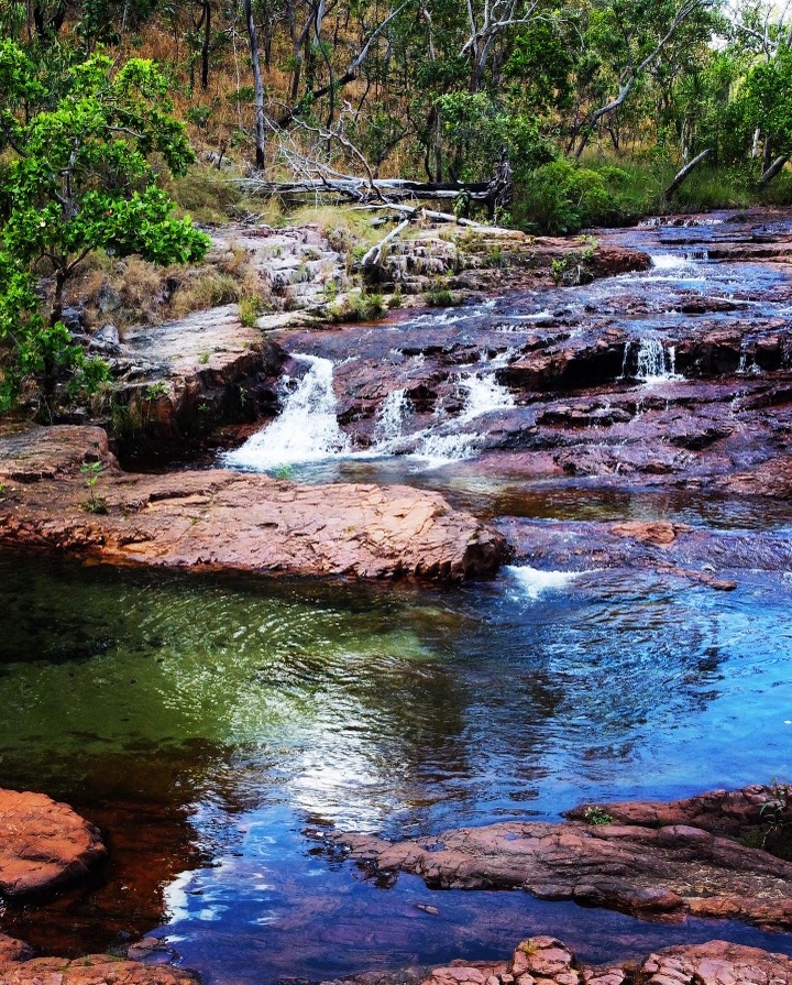 small waterfall on a cold day at buley rockhole at litchfield national park in the northern territory