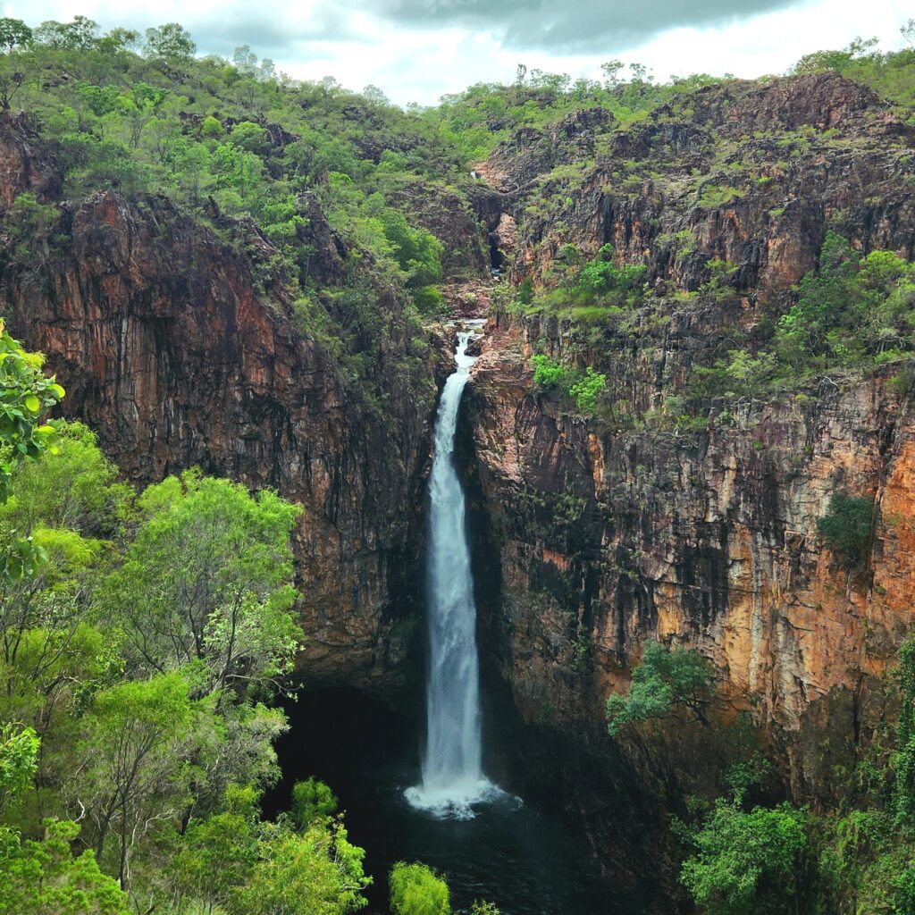 aerial view of tolmer falls in litchfield national park nt litchy